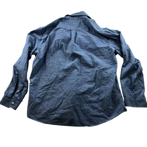 Essentials Mens Shirt Size XL Chambray Long Sleeve Button Up Casual Blue - Picture 2 of 12
